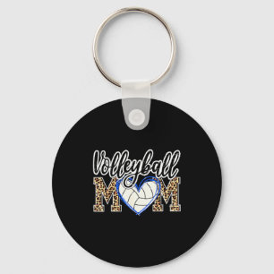 Funny Game Women Volleyball Leopard Ball Mom Mothe Keychain
