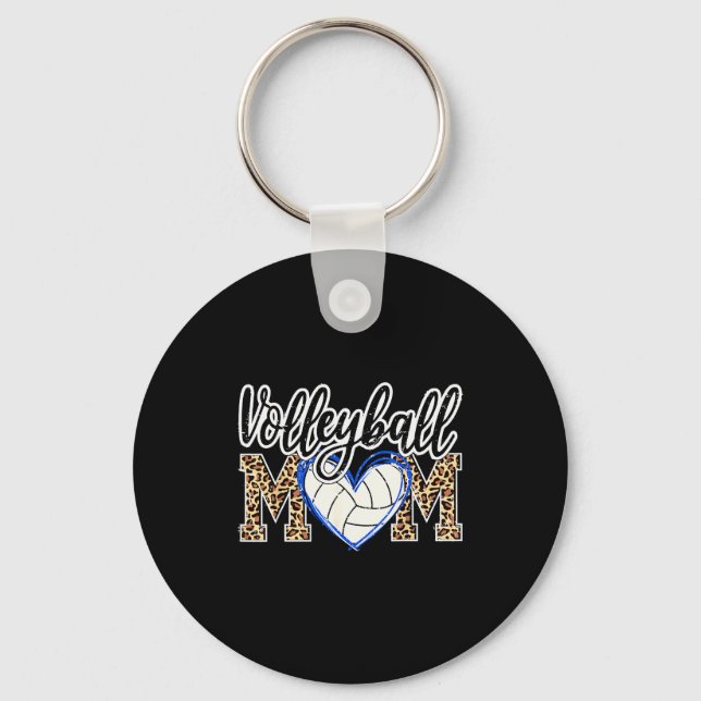 Funny Game Women Volleyball Leopard Ball Mom Mothe Keychain (Front)
