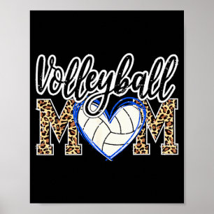 Funny Game Women Volleyball Leopard Ball Mom Mothe Poster