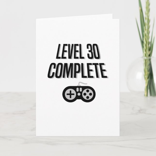 Funny Gamer 30th Birthday  Level 30 Complete Card (Front)