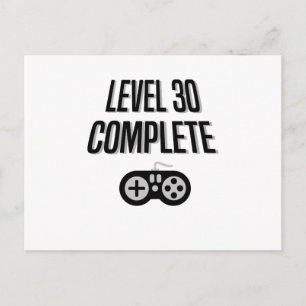 Funny Gamer 30th Birthday Level 30 Complete Postcard