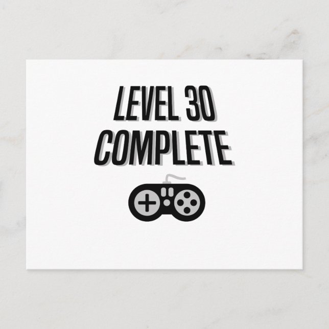 Funny Gamer 30th Birthday Level 30 Complete Postcard (Front)