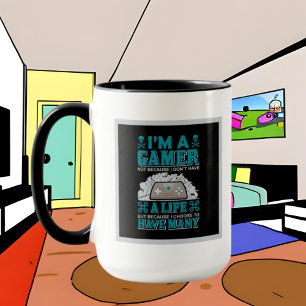 funny gamer add monogram word art mug