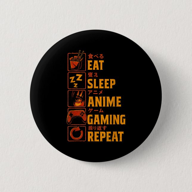 Funny Gamer Anime Graphic Tee Men Boys Teens Video Button (Front)