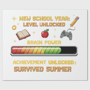 Funny Gamer Back to School   Level Unlocked Retro  Wrapping Paper