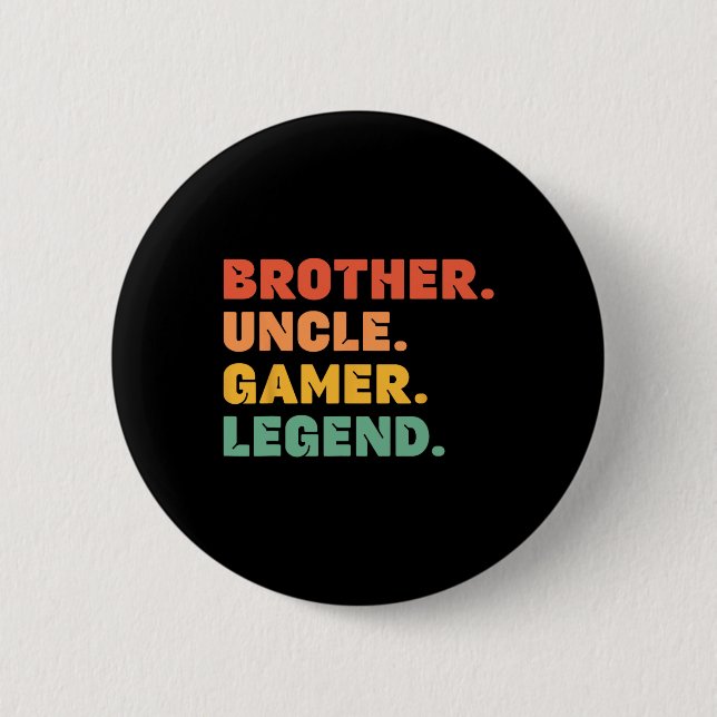 Funny Gamer Brother Uncle Gaming Legend Mens Video Button (Front)