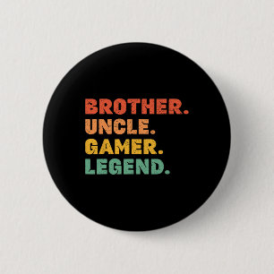 Funny Gamer Brother Uncle Gaming Legend Vintage Vi Button