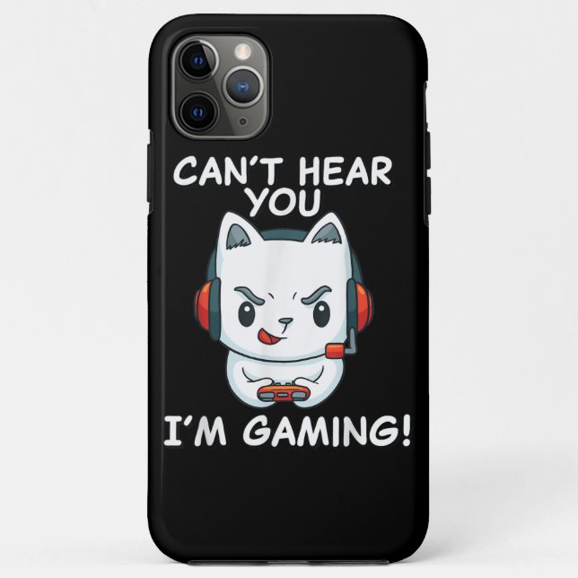 Funny Gamer Cat With Headphones Can't Hear You Case-Mate iPhone Case (Back)