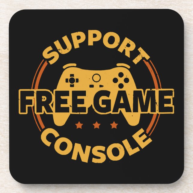 Funny Gamer Console Protest Gaming Beverage Coaster (Front)