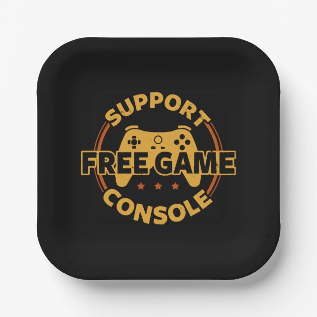 Funny Gamer Console Protest Gaming Paper Plates (Front)