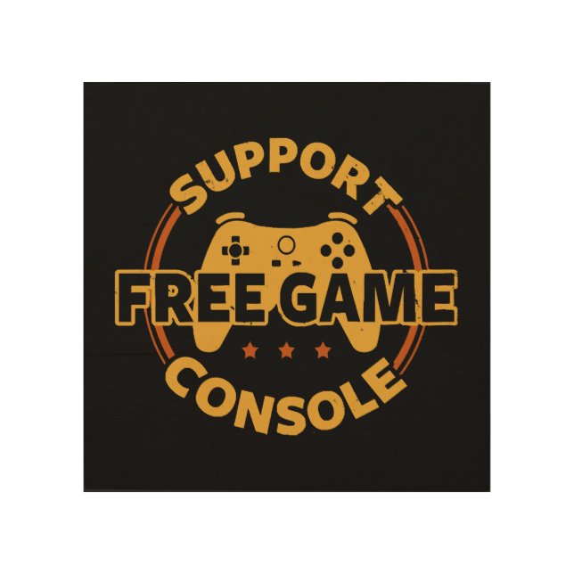 Funny Gamer Console Protest Gaming Wood Wall Art (Front)