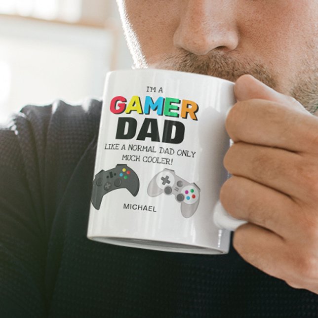 Funny GAMER DAD Personalized | Father's Day Gift Two-Tone Coffee Mug (Creator Uploaded)