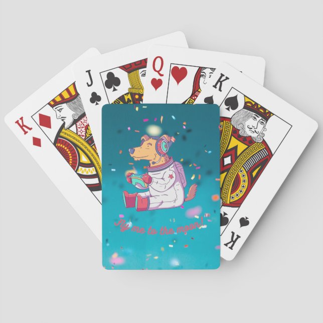 Funny gamer dog - Happy cute dog Poker Cards (Back)