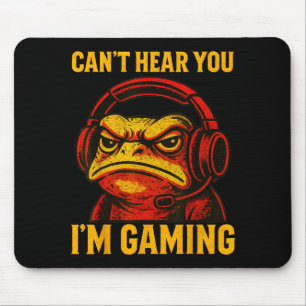 Funny Gamer Frog Men Women Boys Can't Hear You Vid Mouse Pad