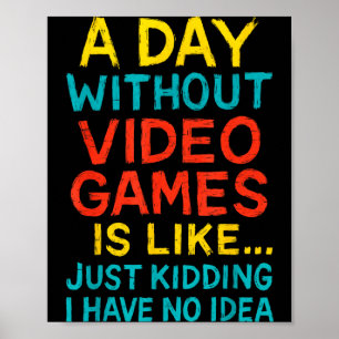 Funny Gamer Graphic Tee Men Boys Teens Video Gamin Poster
