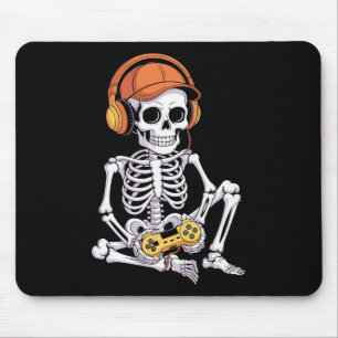 Funny Gamer Halloween Skeleton Video Games Gaming Mouse Pad