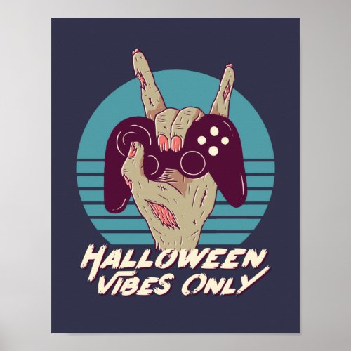 Funny Gamer Halloween Vibes Zombie Hand Rock Sign