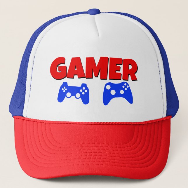 Funny Gamer Hat Red and Blue (Front)