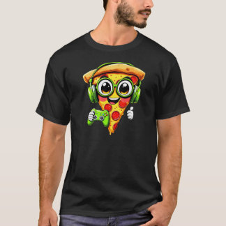Funny Gamer Pizza Gaming Food Lovers Play Video  T-Shirt