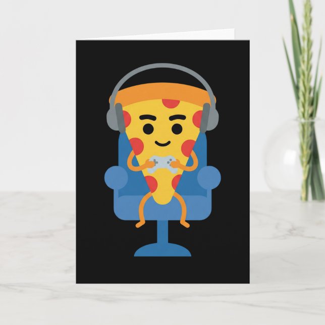 Funny Gamer Pizza Gaming Video Game Enthusiast Boy Card (Front)