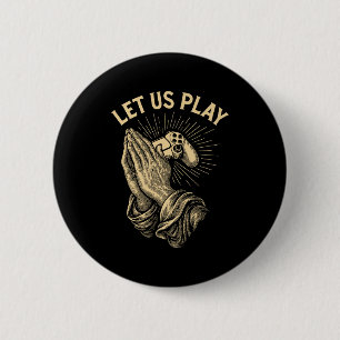Funny Gamer Prayer Pun Video Game Controller Retro Button