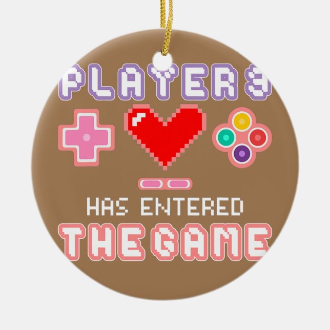 Funny Gamer Pregnancy Announcement for Dad Mom Ceramic Ornament (Front)