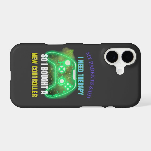 Funny Gamer Quote Controller Graphic iPhone 17 Case (Back Horizontal)