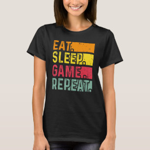 Funny Gamer Quote Eat Sleep Game Repeat, Cool Vint T-Shirt