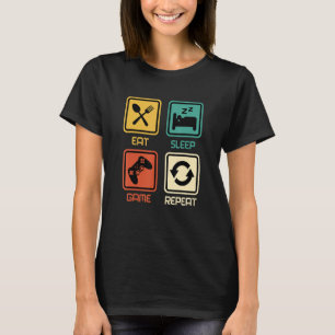 Funny Gamer Quote Eat Sleep Game Repeat, Cool Vint T-Shirt