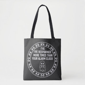 Funny Gamer Respawn Quote Gaming Humor Design Tote Bag