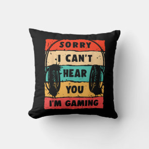 Funny Gamer Shirt for Teens Boys Men Video Gaming Throw Pillow