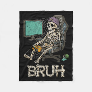 Funny Gamer Skeleton Gamer Teen Boys Video Gaming Fleece Blanket