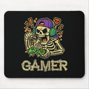 Funny Gamer Skeleton Gamer Teen Boys Video Gaming Mouse Pad