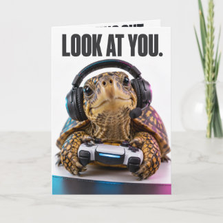 Funny Gamer Turtle Birthday Card | Out of Shell