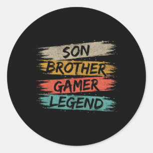 Funny Gamer Vintage Video Games For Boys Brother S Classic Round Sticker