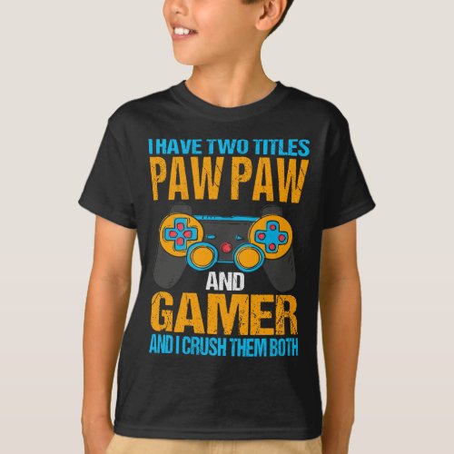 Funny Gamer Vintage Video Games Gift For Boys Paw  T_Shirt