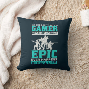 Funny gamer word art throw pillow