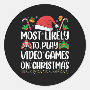 Funny Gamer Xmas Likely Play Video Games On Christ Classic Round Sticker