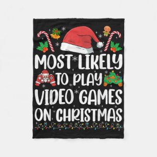Funny Gamer Xmas Likely Play Video Games On Christ Fleece Blanket