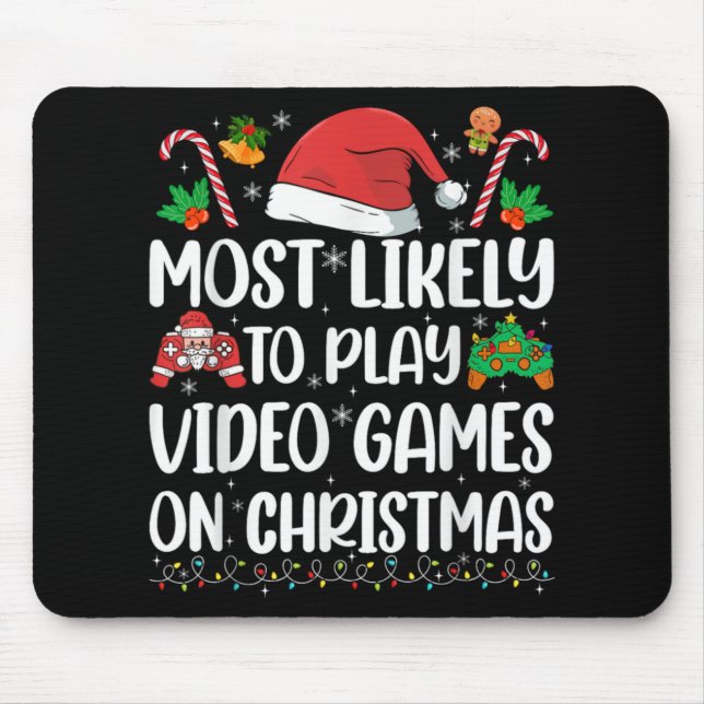 Funny Gamer Xmas Likely Play Video Games On Christ Mouse Pad (Front)