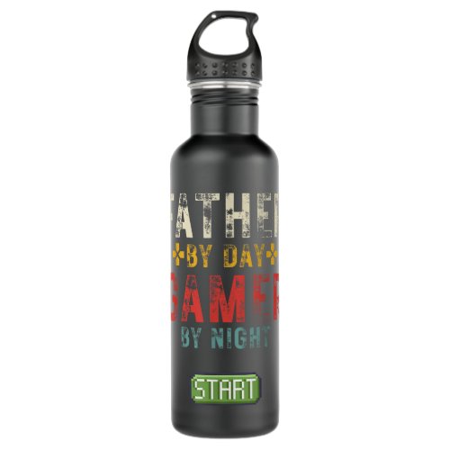 Funny Gamers Father By Day Gamer By Night Meme For Stainless Steel Water Bottle