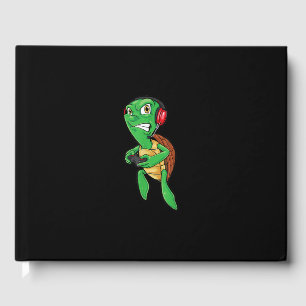 Funny Gaming Angry Sea Turtle Playing Video Games Guest Book