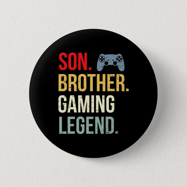 Funny Gaming Boys Girls Men Gamer Brother Video Ga Button (Front)