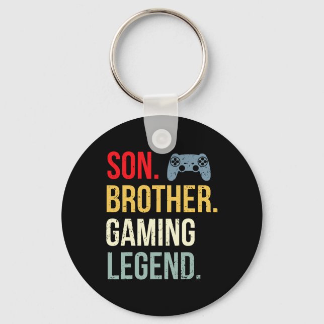Funny Gaming Boys Girls Men Gamer Brother Video Ga Keychain (Front)