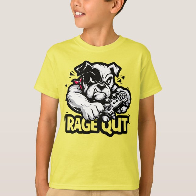 Funny Gaming Dog Breaking Controller - Rage Quit T-Shirt (Front)