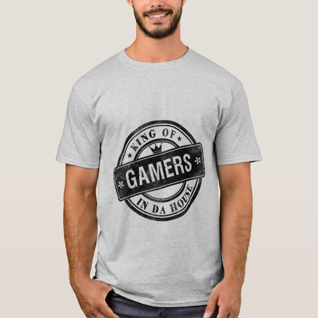 Funny Gaming Grunge T-shirt King of Gamers (Front)