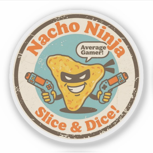 Funny Gaming Nacho Slice & Dice Gift Sticker (Front)