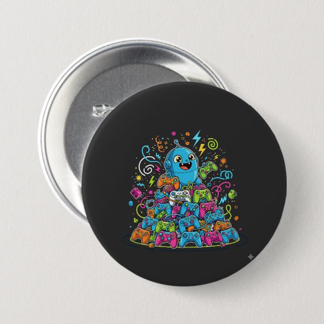 Funny Gaming Never Ends  Button (Front & Back)