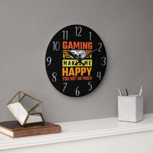 Funny gaming sarcasm word art large clock