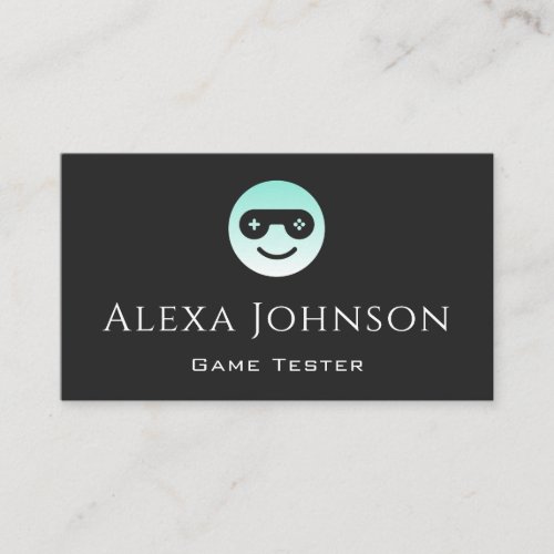 Funny Gaming Smile Logo Game Tester Developer Cool Business Card